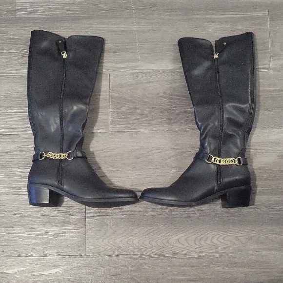 Steve Madden Shoes Elegant Black Leather Kneehigh Boots With